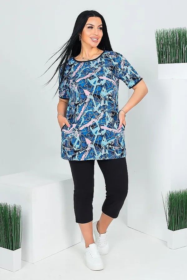 Костюм (Туника+Бриджи) LIKA DRESS, темно-синий - фото 2
