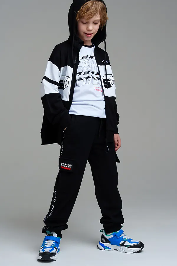 Брюки трикотажные для мальчиков PLAYTODAY, черный - фото 2