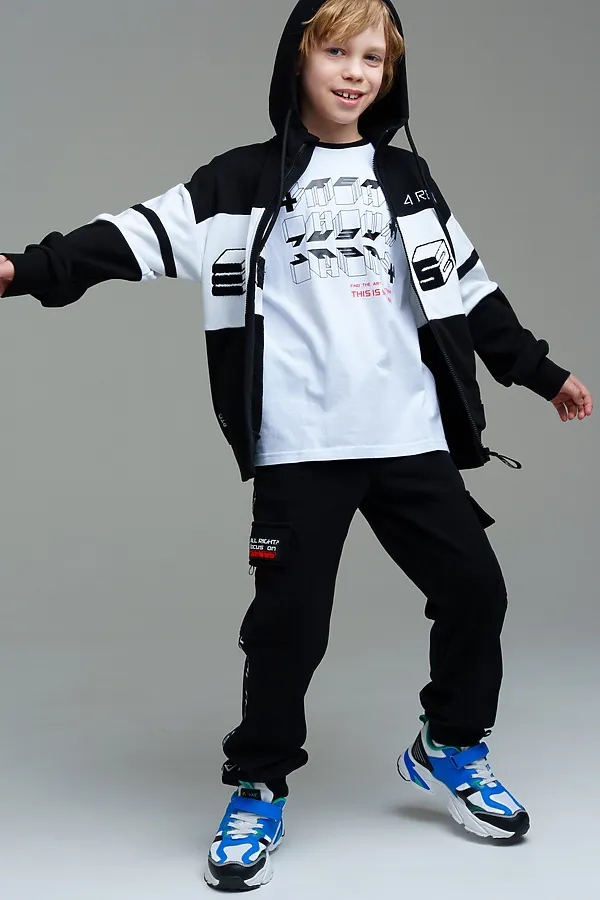 Брюки трикотажные для мальчиков PLAYTODAY, черный - фото 2