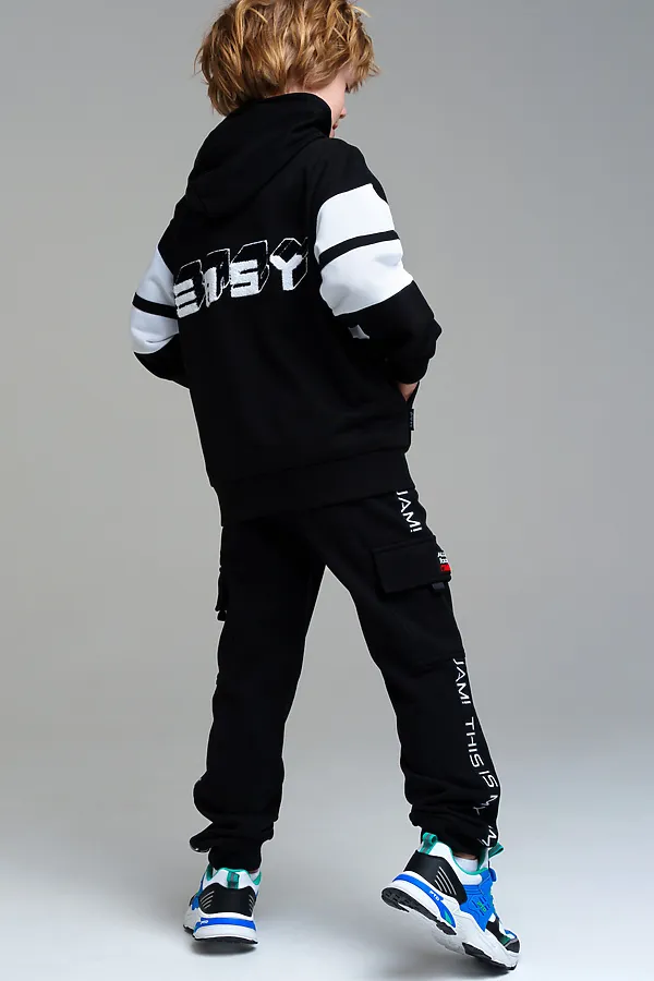 Брюки трикотажные для мальчиков PLAYTODAY, черный - фото 2