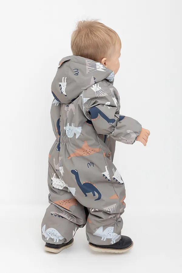 Комбинезон CROCKID, серо-коричневый,ммешные динозавры - фото 2