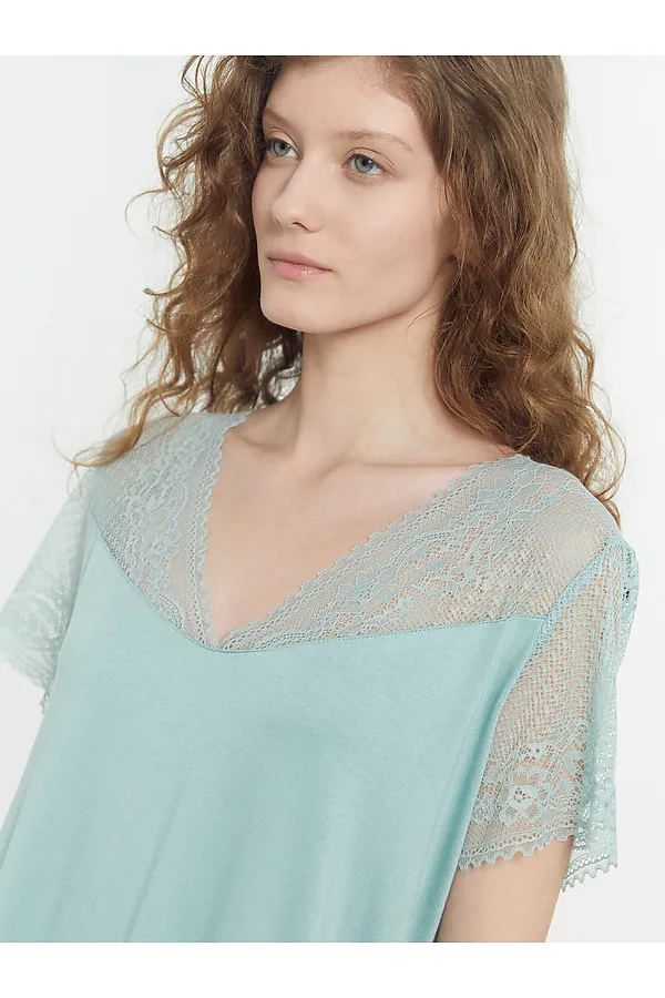 Пижама MARK FORMELLE, шалфей +акварельные цветы на шалфее - фото 2