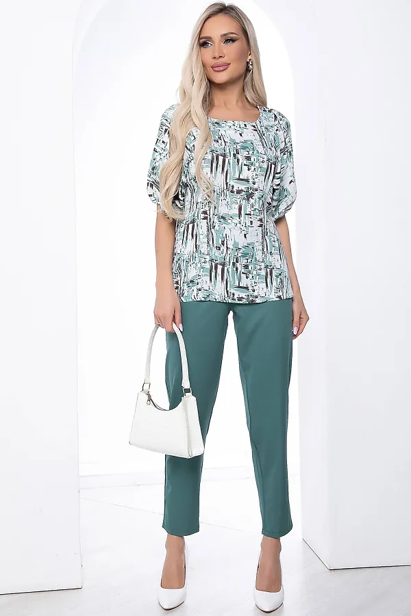 Костюм (Блуза+Брюки) LADY TAIGA, зеленый - фото 2