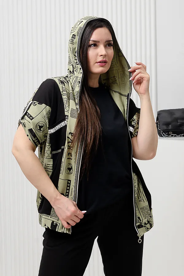 Костюм с брюками 9246 НАТАЛИ, газета олива - фото 2