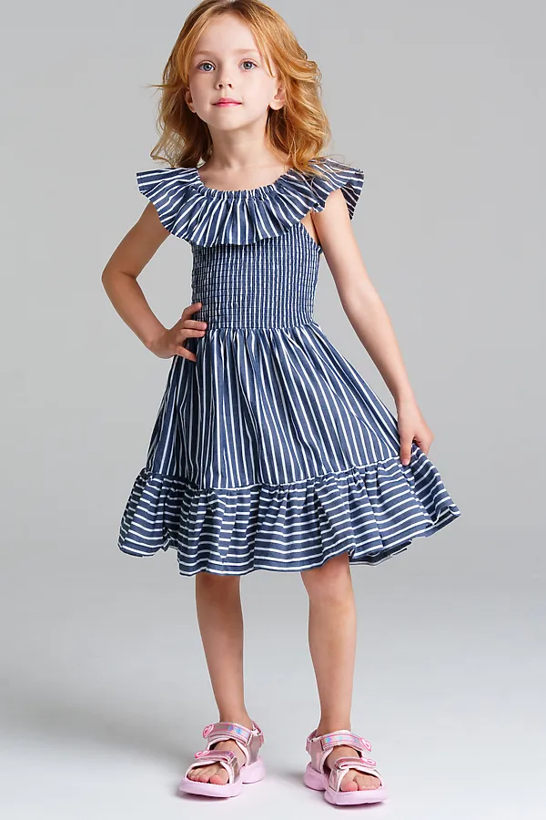 Платье PLAYTODAY, тёмно-синий,белый - фото 2