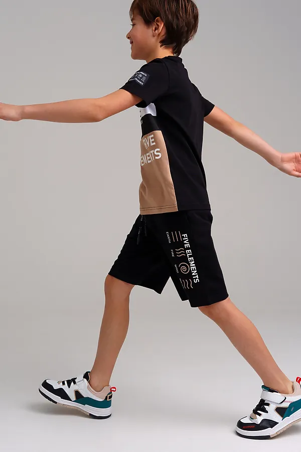 Комплект (Футболка+Шорты) PLAYTODAY, черный,бежевый,белый - фото 2