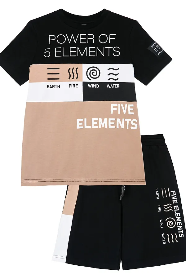 Комплект (Футболка+Шорты) PLAYTODAY, черный,бежевый,белый - фото 2