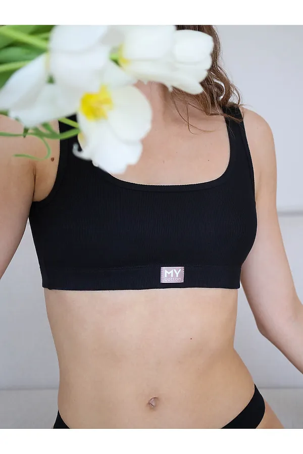 MY Топ на широких бретелях жен. рубчик DT401 (ночь (черный) MY, ночь (черный) - фото 2