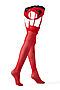 Комплект белья "Миледи": трусики с подвязками и чулки LE CABARET (Черный, красный) 292573 #684299