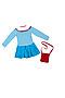 Платье с сумочкой АПРЕЛЬ (Полоска бирюза+бирюза+красный) #702357