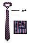 Набор: галстук, платок, запонки, зажим "Большая игра" SIGNATURE (Темно-синий, белый, алый,) 299896 #951141