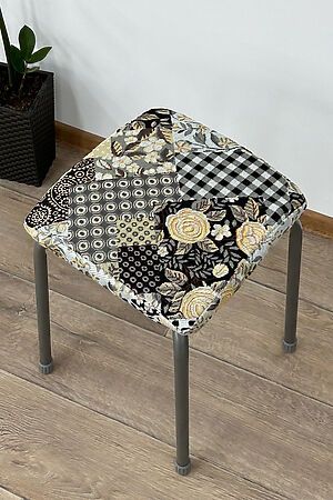 Подушка для мебели Сидушка на табурет квадратная НАТАЛИ (Черный/роза) 49173 #1017049