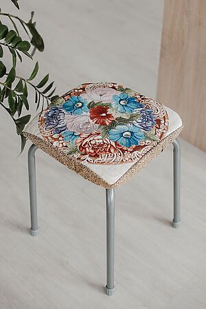 Подушка для мебели Сидушка на табурет квадратная НАТАЛИ (Голубой цветок) 49173 #1023497
