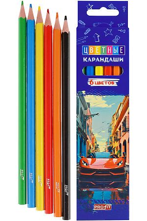 Карандаши цв пл.2М набор гекс.6цв. АВТО (КЦ-4694) гриф.d=2,8мм,в к/к,кр48 НАТАЛИ #1032893