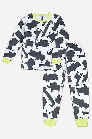 Пижама (Кофта+Брюки) CROCKID (тропические животные на белом) #119060