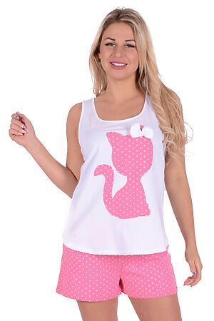 Пижама Старые бренды (Белый+горох на розовом) ЖП 011 #127852