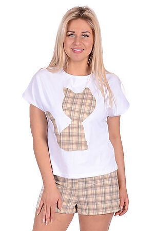 Пижама Старые бренды (Белый+клетка бежевая) ЖП 008 #128052