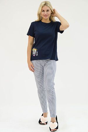 Пижама Старые бренды (Темно-синий+клеточка) ЖП 024 #140063