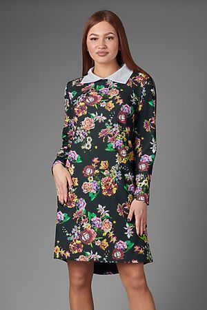 Платье Старые бренды (Принт цветы на черном) П 314 #158255