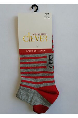 Носки CLEVER (Меланж серый/красный) Д358 #170821