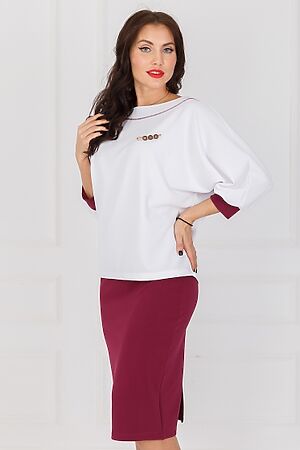 Костюм (юбка+блуза) LADY TAIGA (Белый, вишневый) К1123-15 #173397