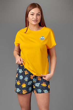Пижама Старые бренды (Желтый+принт совята) ЖП 022 #181865