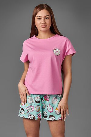 Пижама Старые бренды (Розовый+принт пончики) ЖП 022 #181866