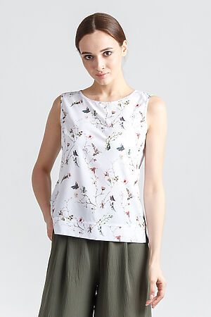 Блуза REMIX (Белый, зеленые цветы) 6710/1 #186652
