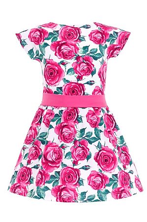 Платье АПРЕЛЬ (Розы на белом+ярко-розовый12) #206987