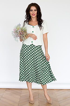 Костюм (жакет+юбка) LADY TAIGA (Белый,зеленый) К1548-11 #224371
