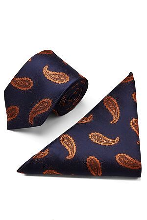 Комплект: галстук и платок-паше SIGNATURE (Темно-синий, оранжевый,) 209718 #229545
