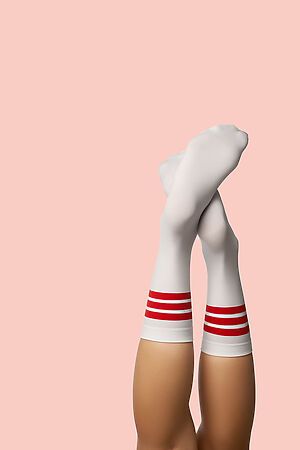 Носки высокие женские носки цветные носки "Флэш" КРАСНАЯ ЖАРА (Белый, красный) 295095 #273833