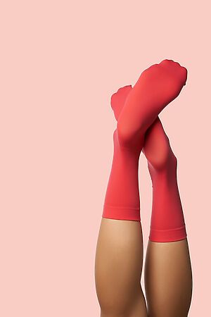 Носки высокие женские носки цветные носки "Красочная дружба" КРАСНАЯ ЖАРА (Светло-коралловый) 295228 #273843