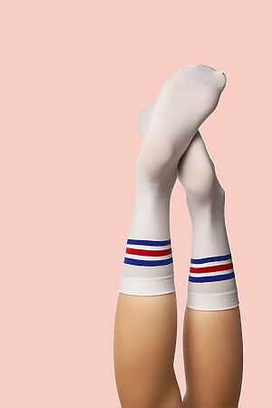 Носки высокие женские носки цветные носки "Флэш" КРАСНАЯ ЖАРА (Красный, белый, синий) 295184 #273844