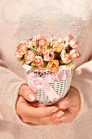 Букет искусственные цветы декоративные розы композиция цветочная корзина "Бутон розы" MERSADA #283803