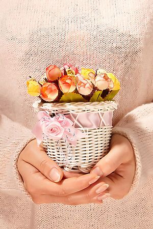 Букет искусственные цветы декоративные розы композиция цветочная корзина "Бутон розы" MERSADA #283813