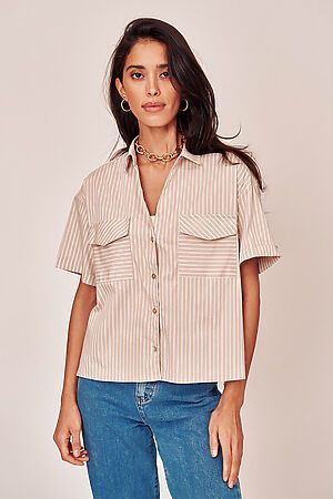 Блуза-рубашка VITTORIA VICCI (Бежевый,белый) 1-21-1-1-0-6612 #307031