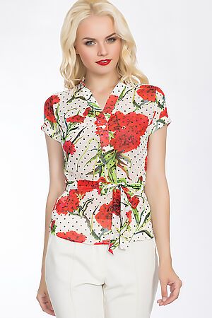 Блуза TUTACHI (Белый/Горох/Цветы) 4408 #52172