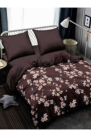 Комплект постельного белья Евро AMORE MIO (Коричневый/розовый) 25505 #694998