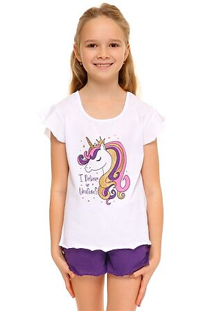 Пижама (футболка+шорты) АПРЕЛЬ (Белый+ярко-фиолетовый117) #707992