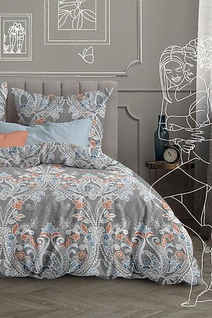 Комплект постельного белья 1,5-спальный TEIKOVO (Серый, Коричневый) 722438 #715877