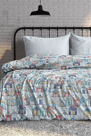 Комплект постельного белья Евро TEIKOVO (Голубой, Разноцветный) 727083 #716876