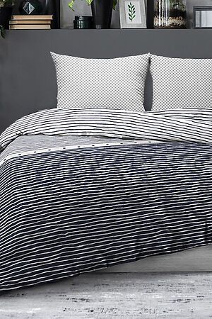 Комплект постельного белья Семейный TEIKOVO (Серый, Синий) 722420 #718252