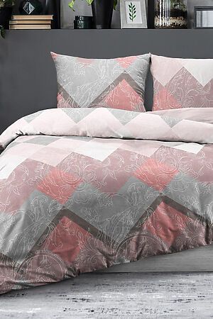 Комплект постельного белья Семейный TEIKOVO (Серый, Розовый) 722510 #718264