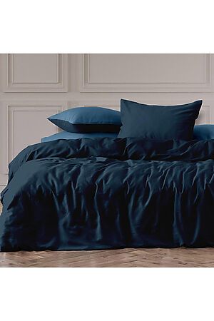 Комплект постельного белья Евро TEIKOVO (Тёмно-синий) 728044 #718634