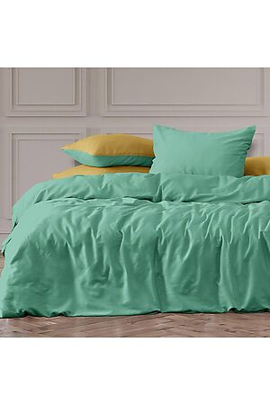 Комплект постельного белья Евро TEIKOVO (Зелёный, Жёлтый) 740221 #718637