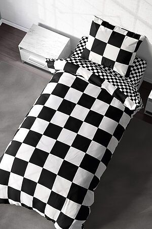 Комплект постельного белья 1,5-сп. TEIKOVO (Чёрный, Белый) 711603 #718816