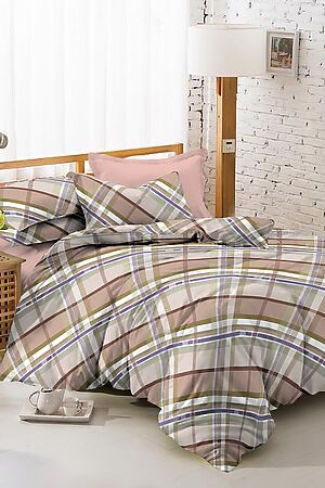 Комплект постельного белья 2-спальный AMORE MIO (Бежевый/серый/хаки) 25916 #729850
