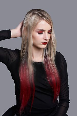 Волосы-тресс "Кассиопея" КРАСНАЯ ЖАРА (Черный, темно-красный,) 296142 #736775