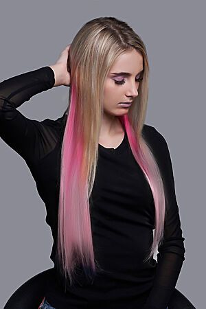 Волосы-тресс "Кассиопея" КРАСНАЯ ЖАРА (Бледно розоватый, фуксия,) 296124 #736807